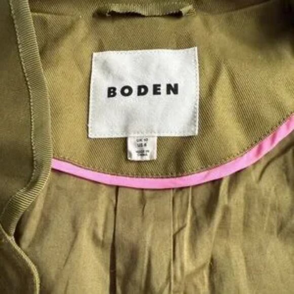 Boden Warwick Embroidered Jacket Blazer Sz 6 Olive Green Casual Cotton Utility - Picture 3 of 13